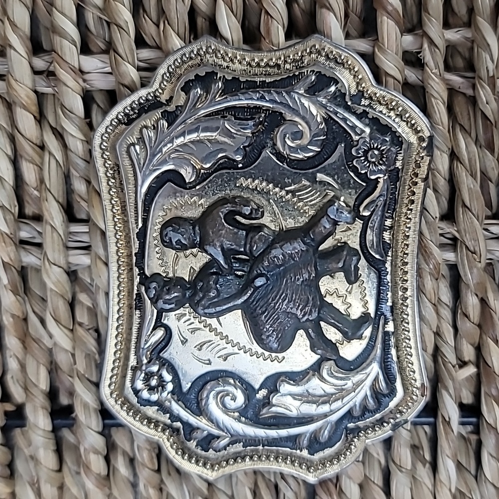 Vintage Western Country Dance Themed gold tone belt buckle - Picture 1 of 4